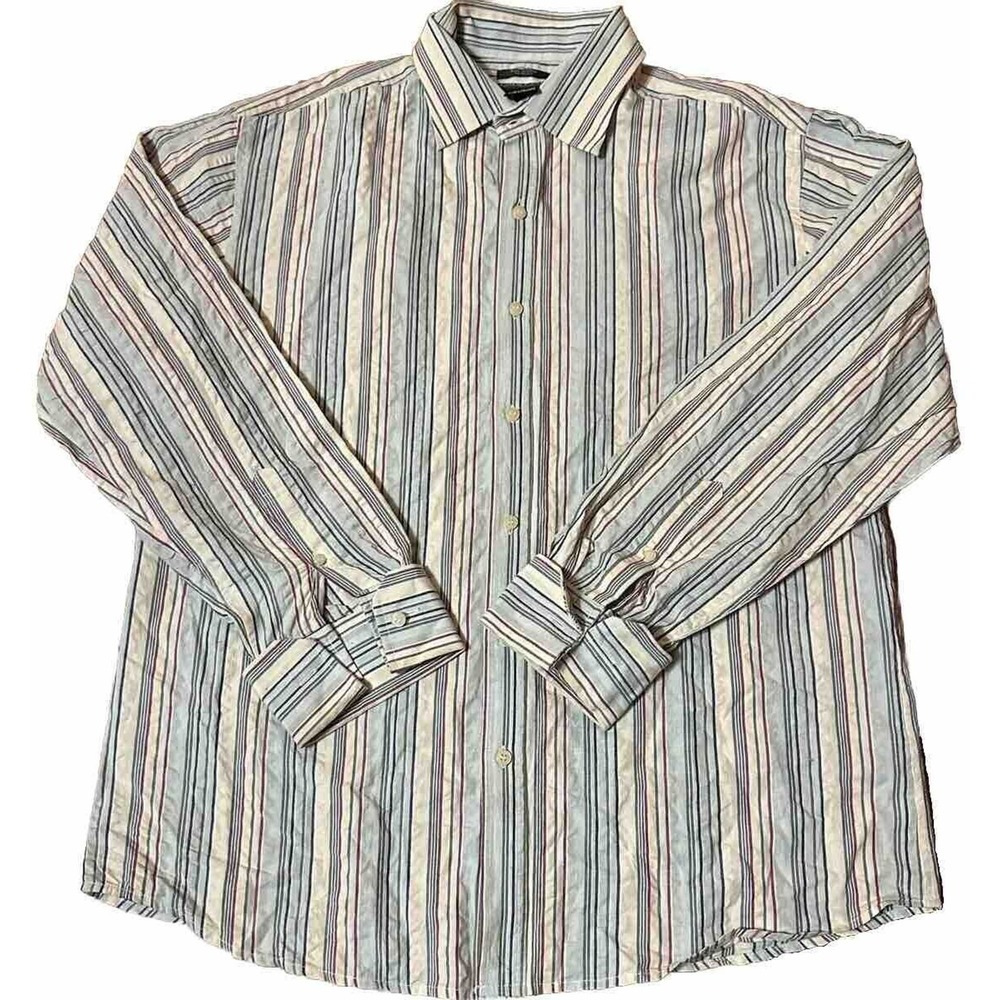 Syllables System Long Sleeve‎ Button Up Striped Shirt Size XL